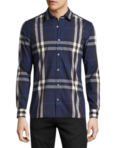 Burberry Navy Chequered Shirt